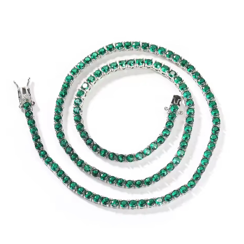 4MM Green Cubic Zirconia Tennis Chain Necklace (NWOT) - Picture 3 of 11